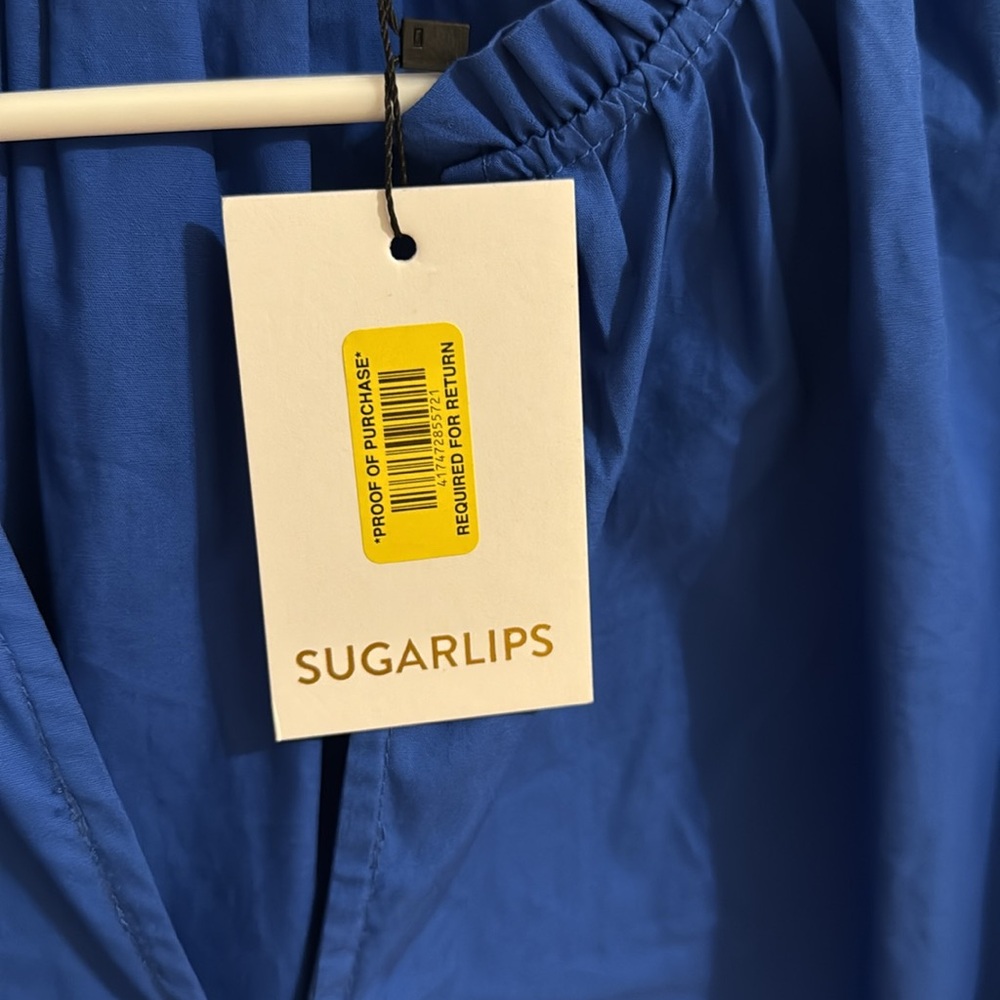 Sugarlips Risette Ruffle Cap Sleeve Split Neck Top - Picture 3 of 7